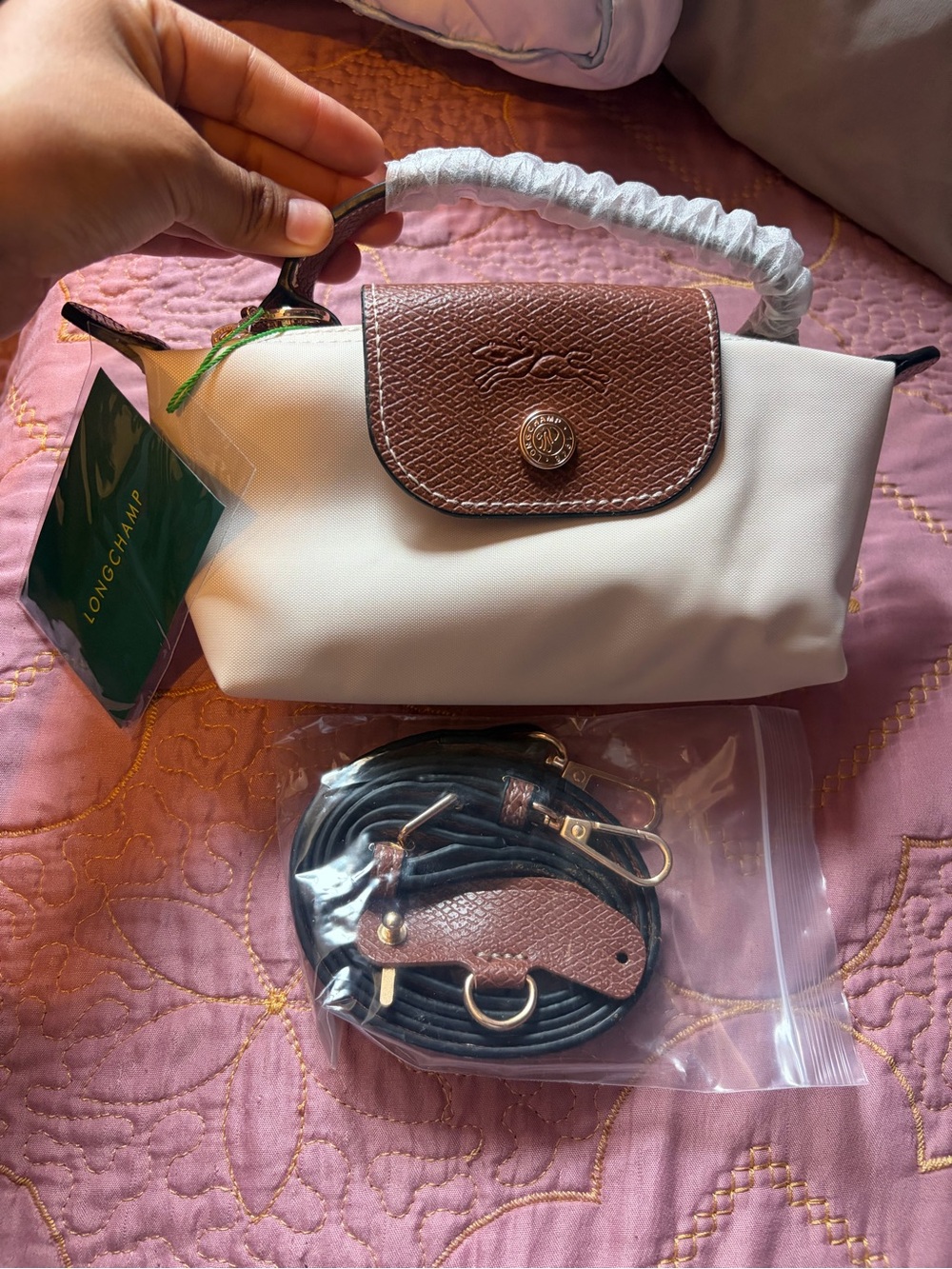 Top-Handle Bag in Cream and Brown